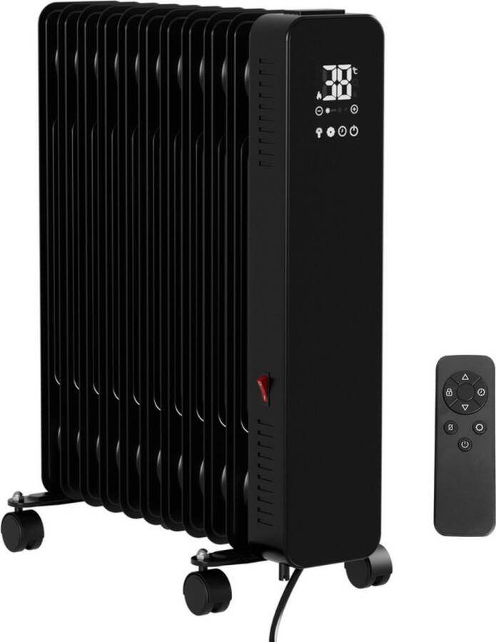 Olieradiator Oliegevulde Radiator Elektrische Kachel Verwarming Heater Zwart 2500 Watt Verrijdbaar