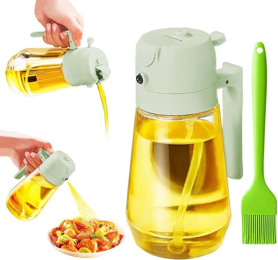 Oliesproeier voor spijsolie 2-in-1 oliedispenser 470 ml oliespuitfles geschikt voor levensmiddelen oliespray om te koken olijfolie oliespray caloriearm voor heteluchtfriteuse spuitfles olie om