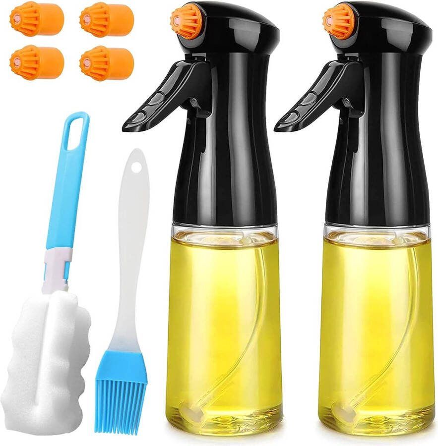 Oliespuit voor bakolieset 2 lekvrije oliespuitflessen 200 ml oliespuit oliedispenser voor airfryer grill baksalade