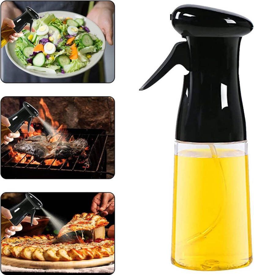 Oliespuitfles 7 oz 210 ml olijfoliespuit draagbare oliedispenser voor keuken olijfoliespray van voedingskwaliteit BPA-vrij beste voor koken barbecue bakken luchtfriteuse salade zwart