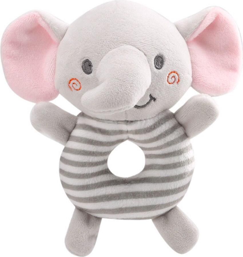 Olifant Rond Rammelaar Baby Peuter Kleuter Kraamcadeau Babyshower Babykamer Speelgoed- Kinderen Kinderwagen Speeltje Jongen & Meisje Grijp Bijtspeelgoed Spelen Ontdekken Educatief- Activiteitenspeeltje