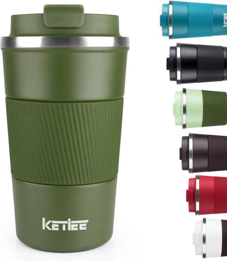 Olijfgroene Thermosbeker voor Koffie en Thee Dubbelwandige Isothermische Reismok van 510 ml