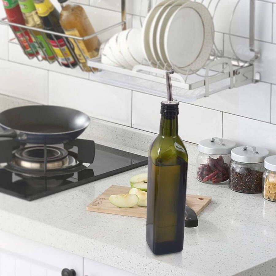 Olijfolie fles 500 ml glazen olie & azijn cruet met schenken + trechter olijfolie dispenser cruets karaf voor keuken groen