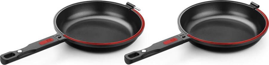 Omeletpan 20 cm gegoten aluminium antiaanbaklaag voor alle warmtebronnen inclusief inductie zwart en rood [Amazon Exclusive]