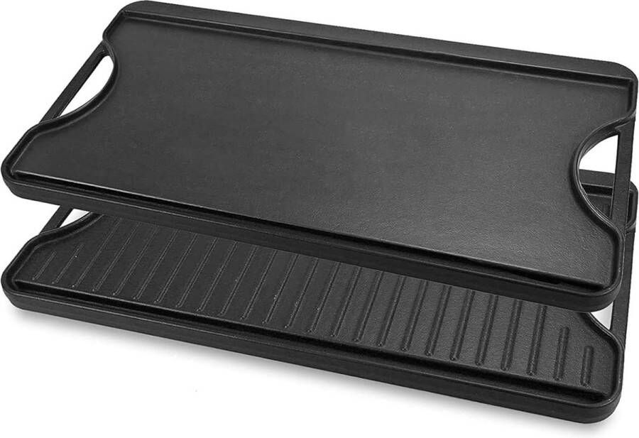 Omkeerbare Gietijzeren Bakplaat 508 x 265cm voor Oven-Fornuis & Grill-Houtskoolgrill Kookgrill & Grillpan 2-in-1 Grilplaat