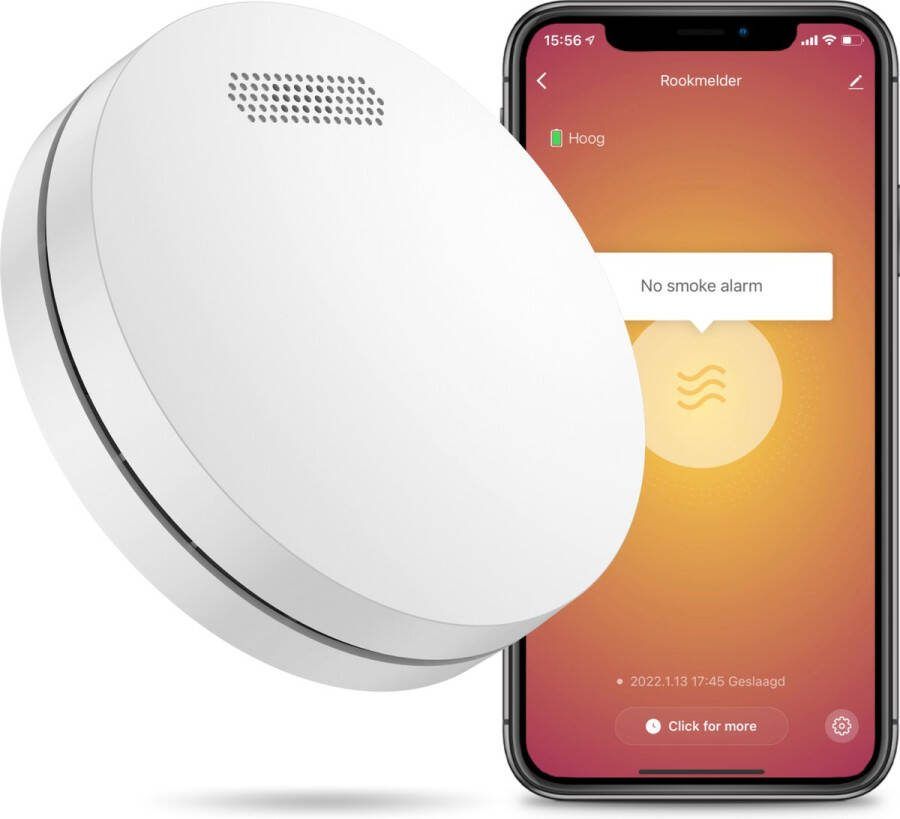 OMNIWARE Slimme Rookmelder met Wifi – App – 10 Jaar Batterij – Ultra Dun – 120 Ø x 31 mm – Wit – EN14604