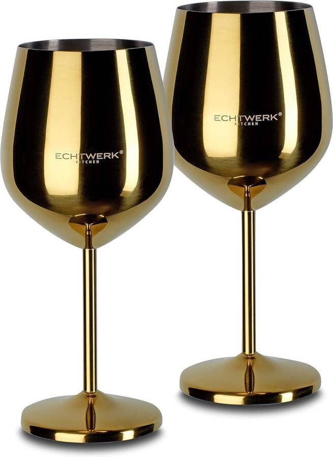 Onbreekbare wijnglazen wijnkelk van roestvrij staal wijnglasset rode wijnglas wijnproeverijglazen campingglazen cocktailglazen robuust onbreekbaar Gold Edition 2-delig 21 x 7 3 cm