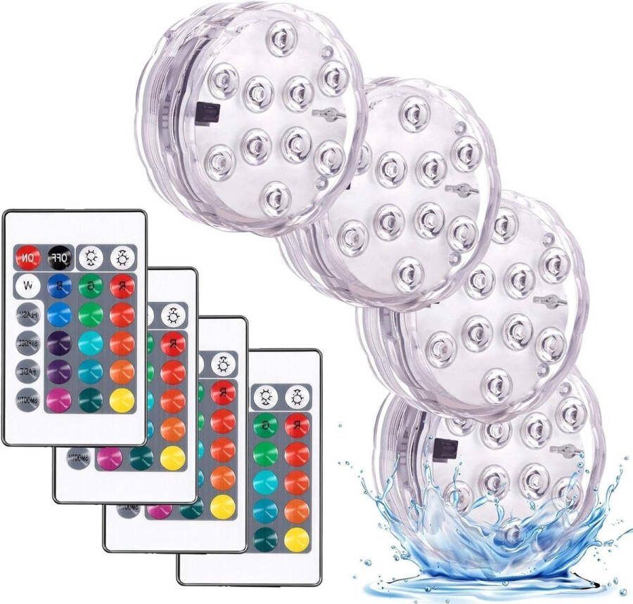 Onderdompelbare LED-verlichting Multicolor RGB 10-LED Waterdicht onderwaterlicht Vaas Aquarium Vijver Tuin Thuisfeest Decoratie
