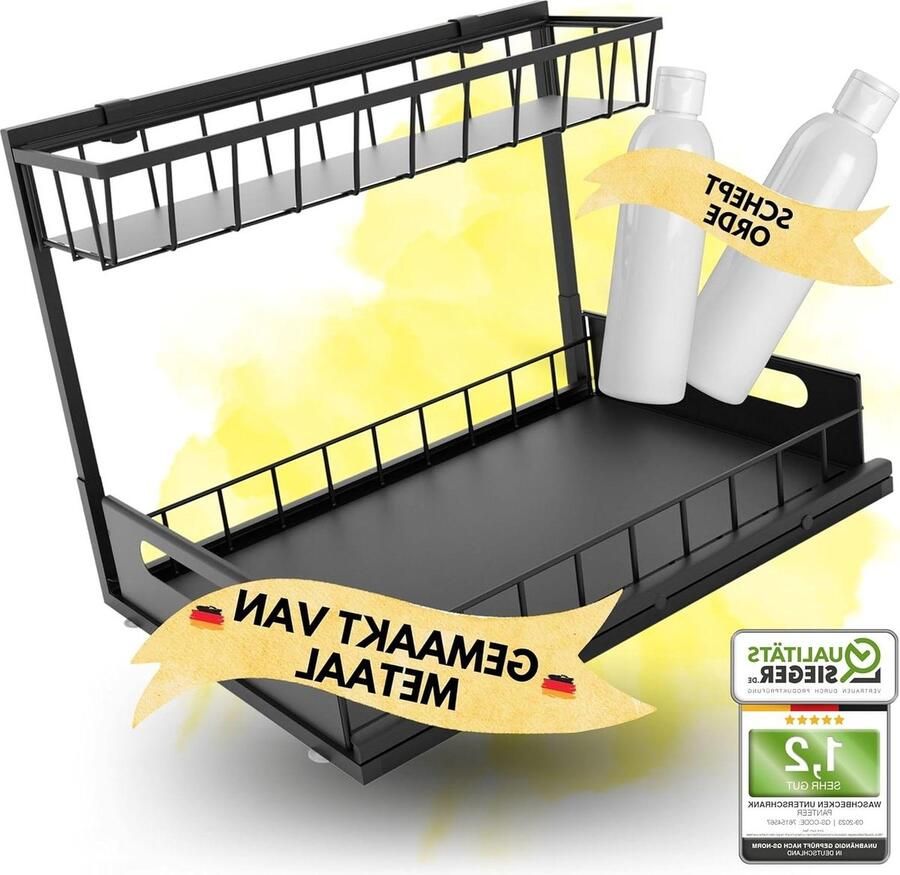 Onderwastafelrek met grote capaciteit Duurzaam metalen keukenrek voor opslag Geschikt voor kruiden of schoonmaakmiddelen Keukenaccessoires Sink organizer