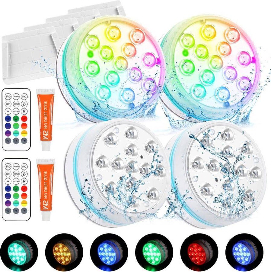 Onderwaterverlichting 4 stuks multi-kleurverandering met afstandsbediening vijververlichting 13 leds IP68 waterdicht RGB zwembadverlichting tuin aquarium jacuzzi accessoires