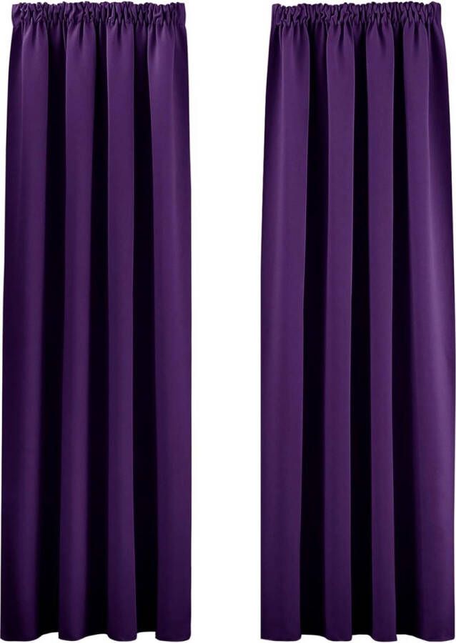 Ondoorzichtige gordijnen met plooiband set van 2 H 175 x B 140 cm thermogordijn koudebescherming verduisteringsgordijn slaapkamer violet