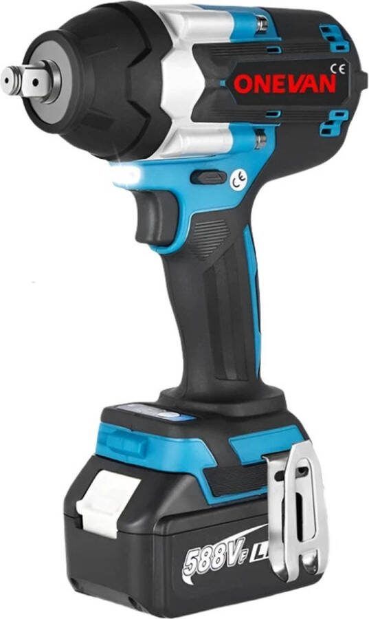 ONEVAN 1800N.M Torque Brushless Elektrische Slagschroevendraaier 1 2 Inch Accu-Impactmoersleutel met 2 Batterijen 18V Draadloze Power Tool