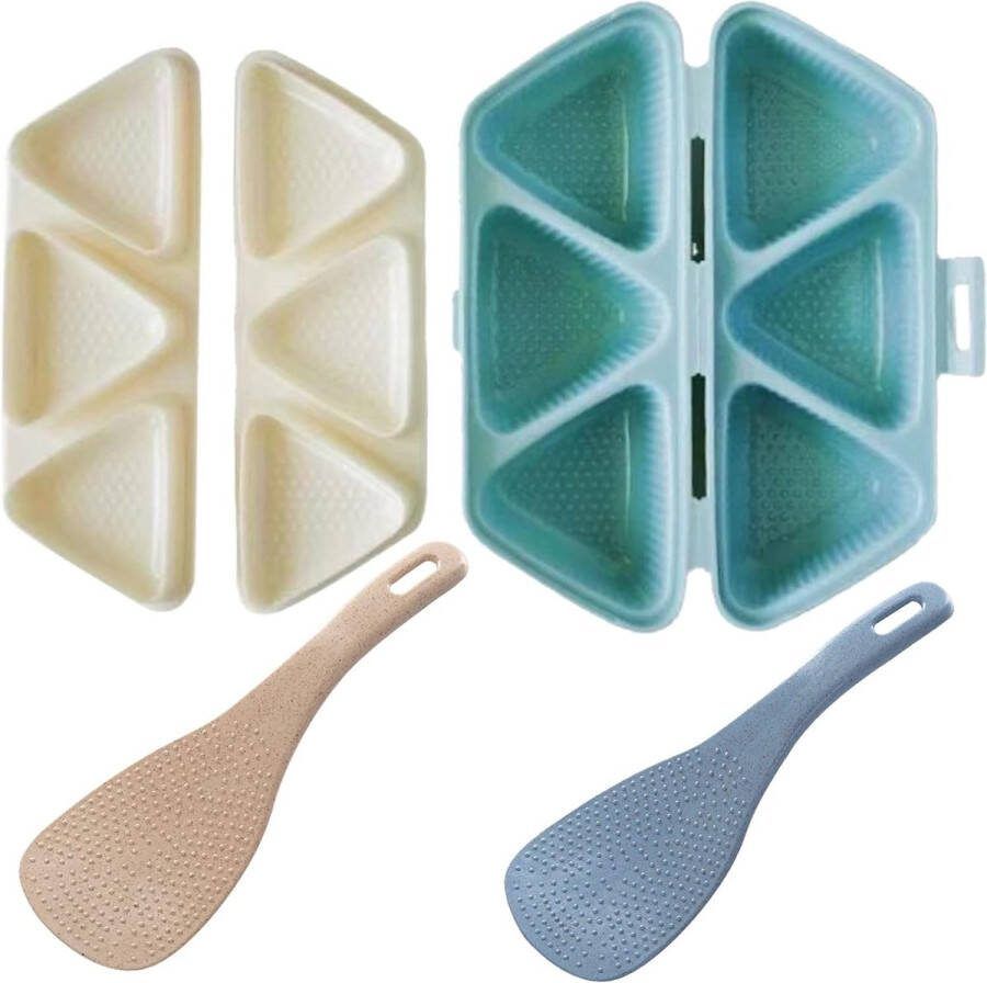 Onigiri-vorm 2 stuks onigiri-maker 6-in-1 onigiribox met 2 rijstlepels voor keuken doe-het-zelf koken bento rijstvorm camping