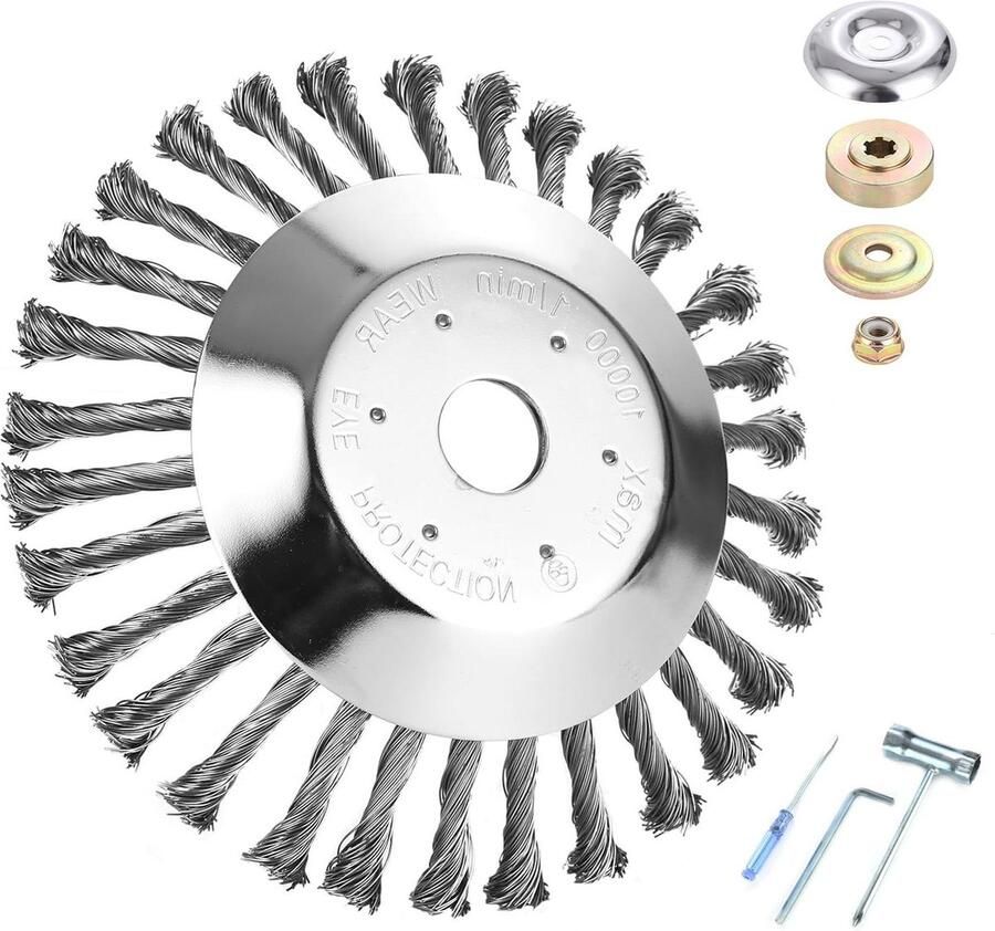 Onkruidborstel 200-x-254-mm-boring voor professionele bosmaaier onkruidborstel voor voegenborstel ronde borstels voor onkruidtrimmer voor tuin en bestrating Onkruidborstel