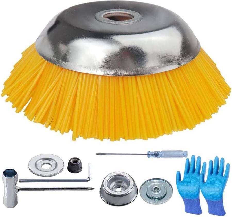 Onkruidborstel nylon bosmaaier onkruidborstel voor grastrimmer draadborstel professionele onkruidborstel bosmaaier accessoires wieden draadborstel (geel)