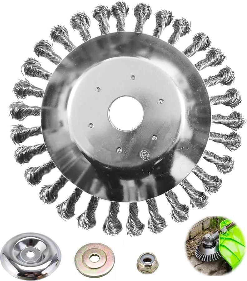 Onkruidborstel professionele bosmaaier voor het reinigen van blokbestrating ronde borstel 200 x 25 mm gedraaide staaldraad 20 cm