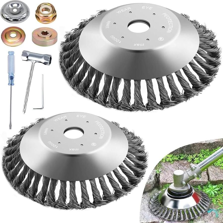 Onkruidborstels 15 cm + 8 cm 254 mm Draadborstel voor bosmaaier 2 stuks met borstel Onkruidborstel
