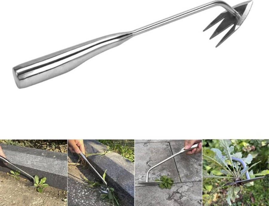 Onkruidsteker 345 cm Roestvrij Stalen Voegenreiniger Onkruidverwijderaar met Steel tuingereedschap voegenkrabber