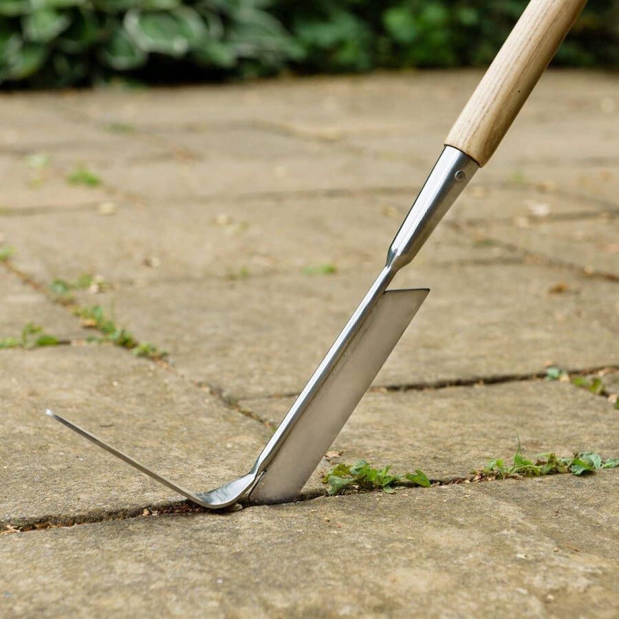 Onkruidverwijderaar met lange steel 2-in-1 onkruidwieder en moskrabber roestvrijstalen snijblad 157 cm