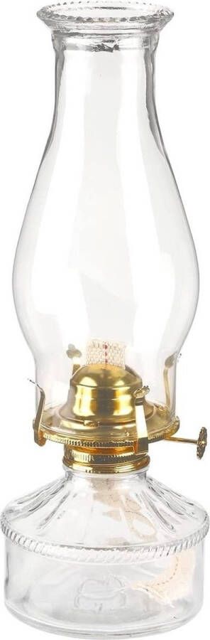 OnlyQuality Olielamp glas petroleumlamp 33 cm- grote klassieke olielamp voor gebruik binnenshuis