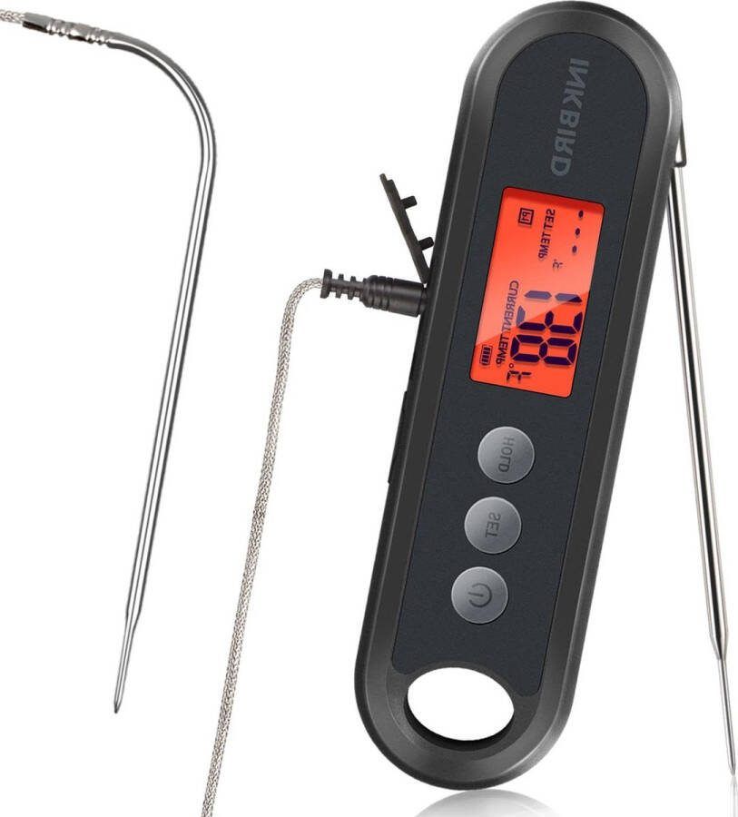 Onmiddellijk Afleesbare Vleesthermometer Snelle 2 seconden leestijd Oplaadbaar BBQ Thermometer voor Keuken-Barbecue-Smoker met 1 Externe Sonde Thermometer oven