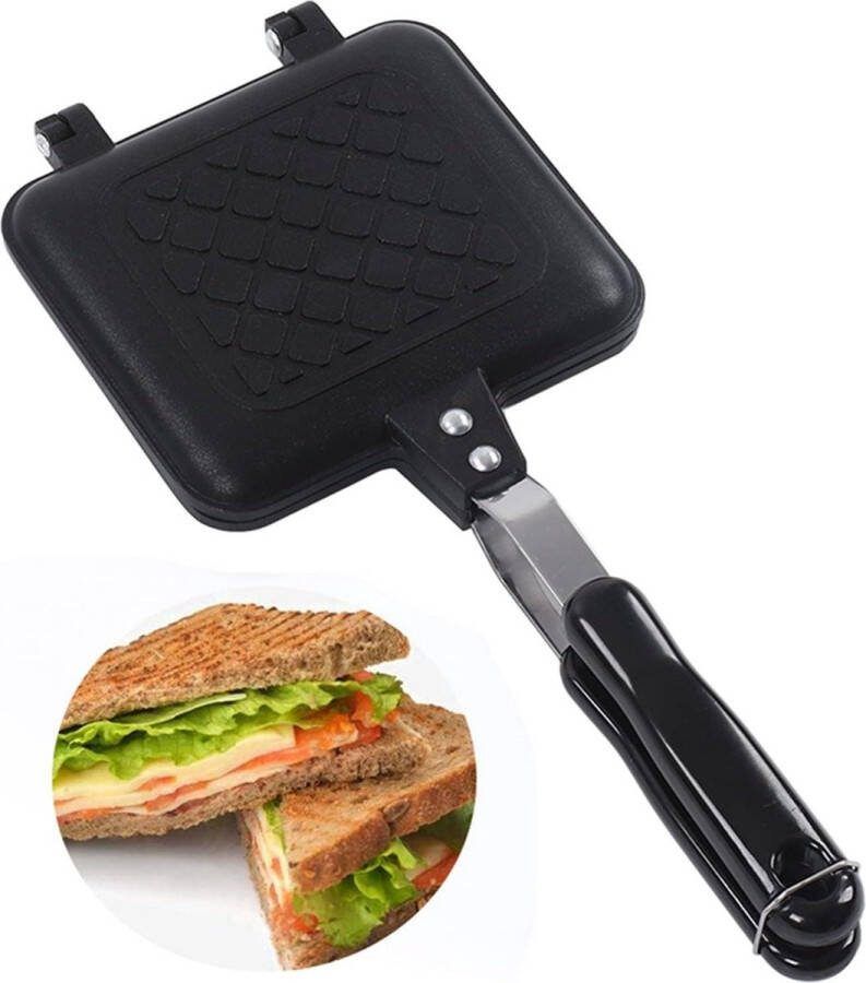 Ontbijt Dubbelzijdig Bakken Platte Bodem Anti-aanbak Panini Maker Panini Maker Press Toastie Camping Broodrooster Geroosterd en Grill