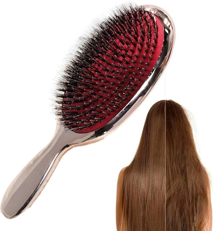 Ontwarrende haarborstel Draagbare haarstylingborstel Comfortabele hoofdhuidmassageborstel Natte haarborstel voor krullend steil natuurlijk haar roségoud Rose Goud Haarborstel Zwijnenhaar Varkenshaar Hair Brush |Tangle Haarborstels