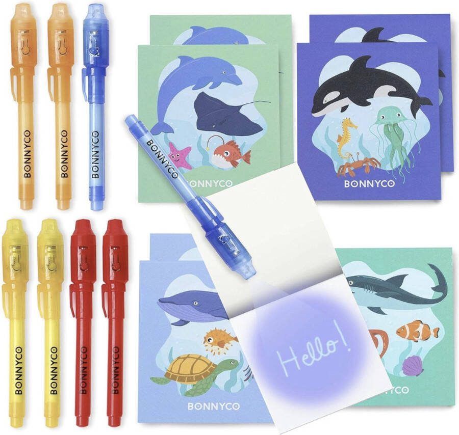 Onzichtbare Inkt Pen en schrift pak 8 Oceaan -Oceaan Feestzakvuller Pinata Speelgoed Verjaardagsdecoratie Kousenvullers voor kinderverjaardag Schoolprijzen Geschenken kinderen