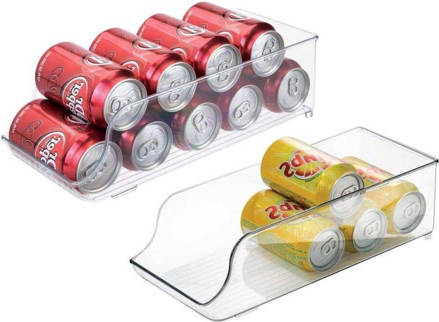 Opbergbak in 2-delige set voor keuken blikjeshouder bergruimte voor voorraadkasten lades schappen koelkasten maximaal zeven blikjes drinken conservenblikken. blikjeshouder koelkast