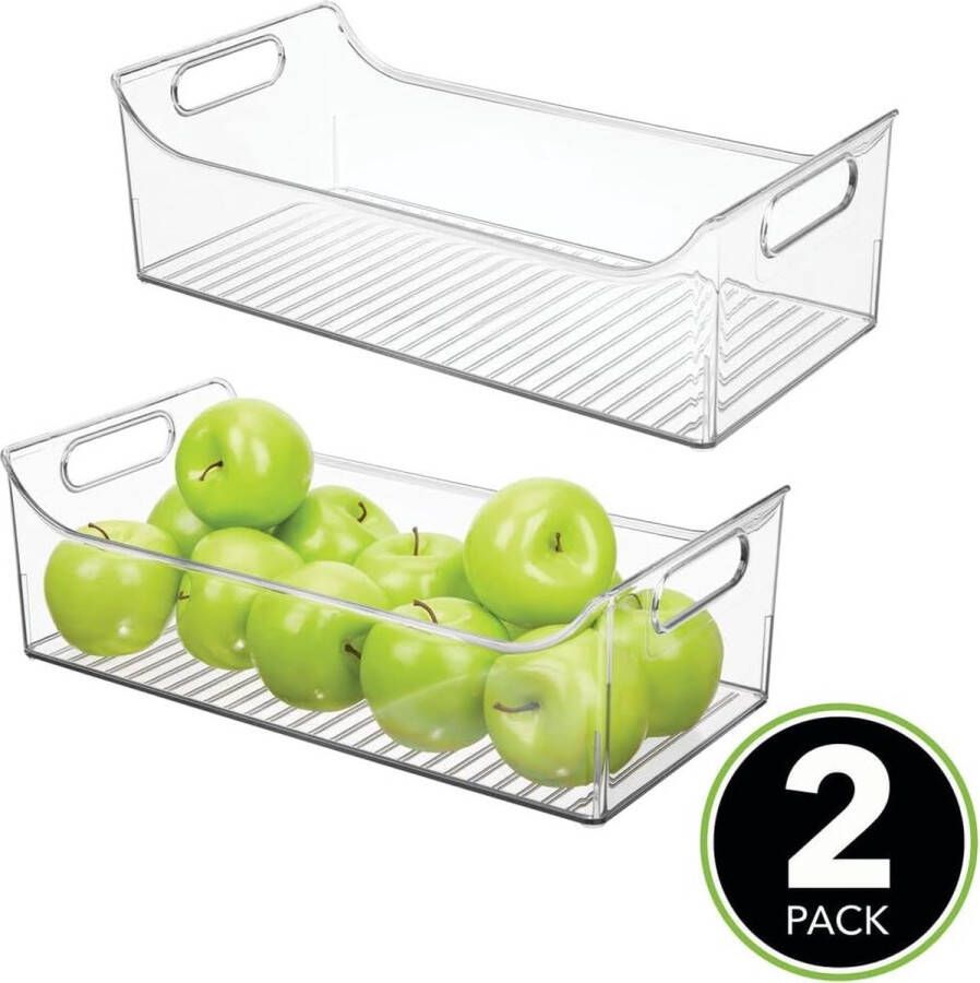 Opbergbak voorraadbak organizer voor keukenkasten voorraadkasten koelkasten of vriezers voor fruit yoghurt snacks pasta BPA-vrij plastic met handvatten breed 40 6 cm lang