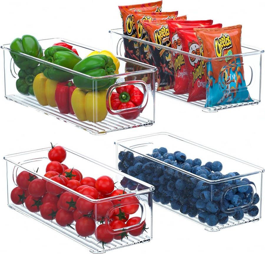 Opbergbakken Bijkeuken (Transparant) Set Koelkast-organizer Set of 4