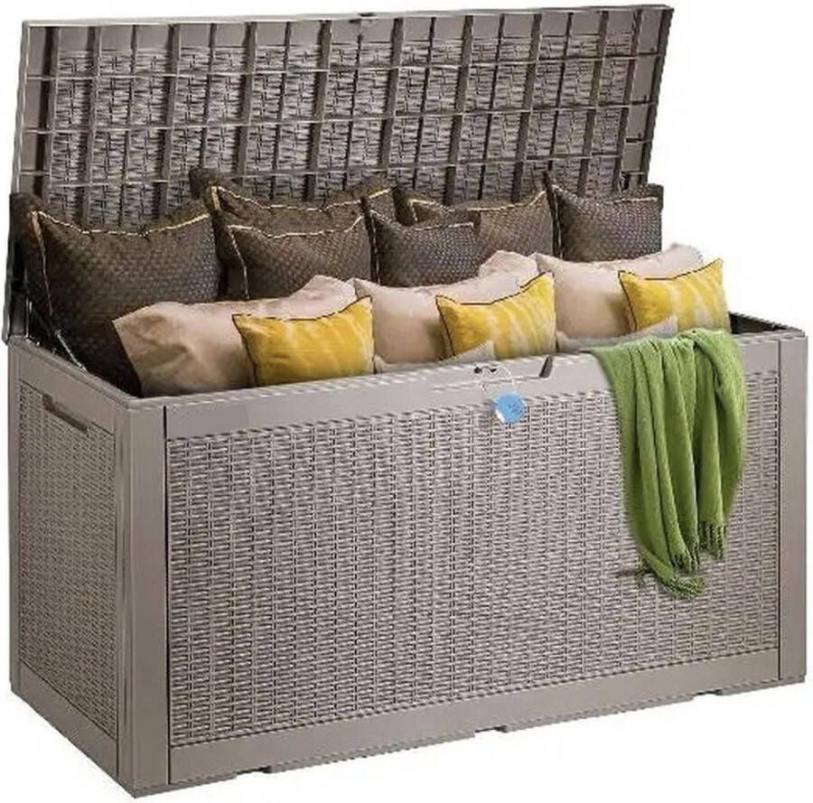 Opbergbox met deksel Buiten Waterdicht Hangslot Opbergdoos tuinkussenbox Opbergmand 380L 122x54x62cm Tuinset