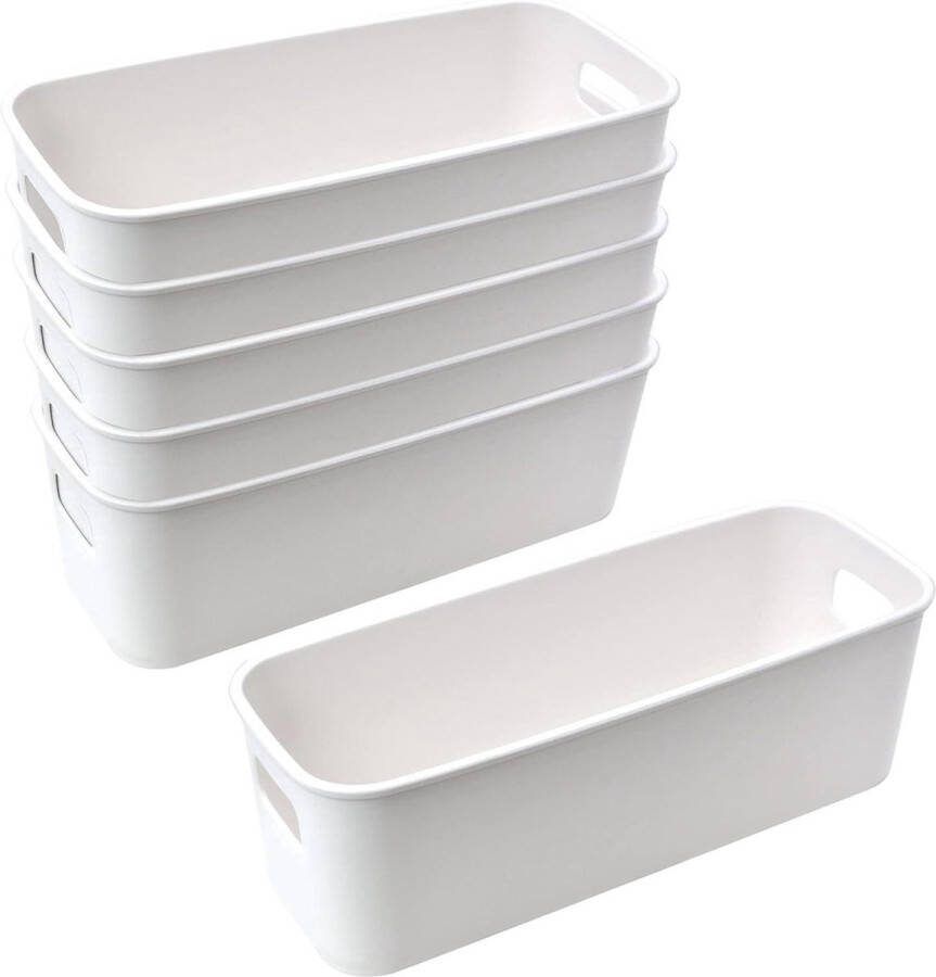 Opbergdoos 30 cm 6 stuks wit kleine opbergmanden nauwe opslag keuken badkamer organizer