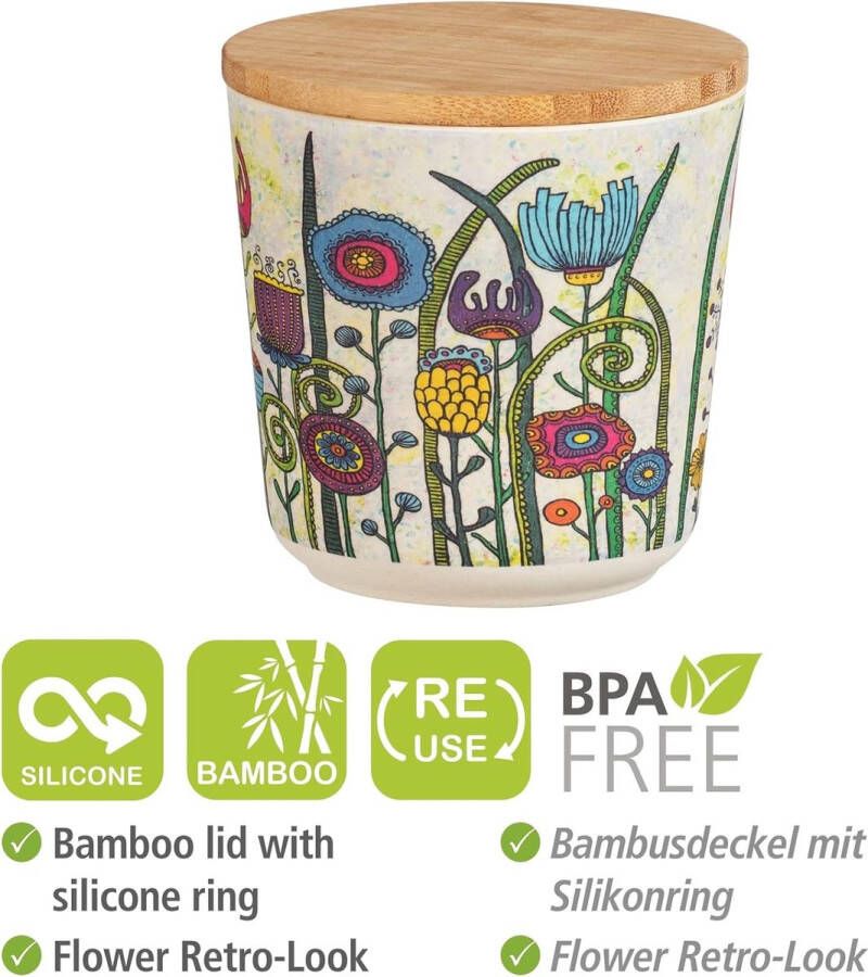 Opbergdoos Flowers voorraaddoos met deksel van bamboe luchtdichte opslag van gemalen koffie en koffiebonen BPA-vrij inhoud 0 5 liter Ø 10 5 x 10 5 cm meerkleurig