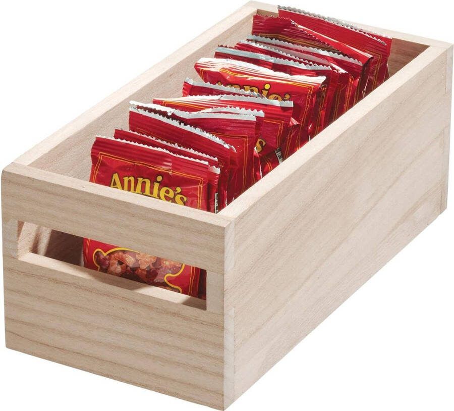 Opbergdoos met handgrepen keukenkastorganizer van paulowniahout voor plank of voorraadkast veelzijdige opbergdoos beige 25 4x12 7x10 2cm