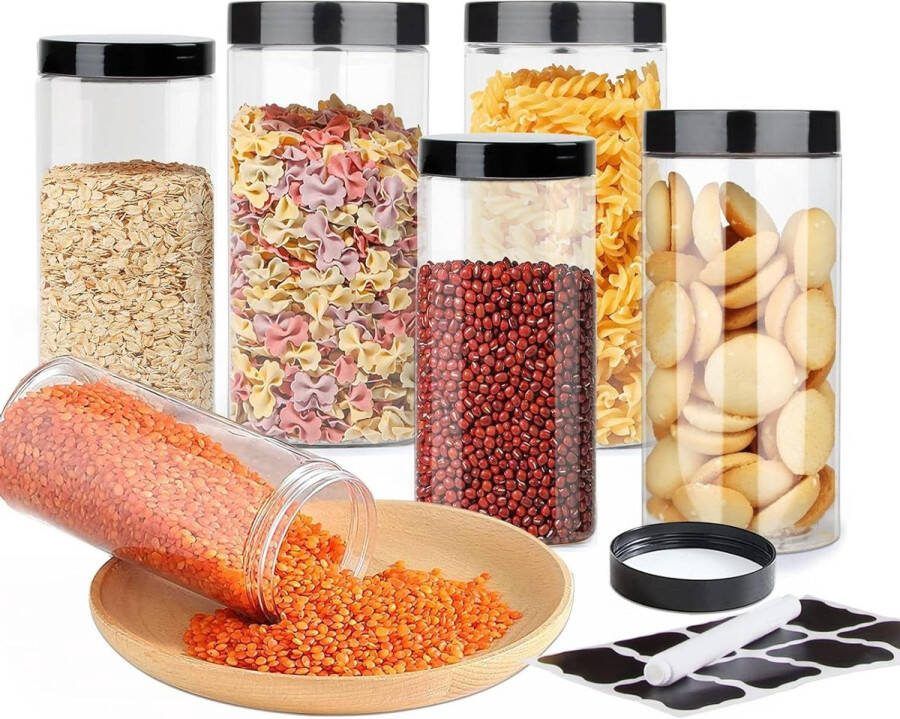 Opbergdoos Set van 6 stuks Voedselopbergdoos met deksel Cornflakes Muesli Meel Keukenopslag Voorraadbussen