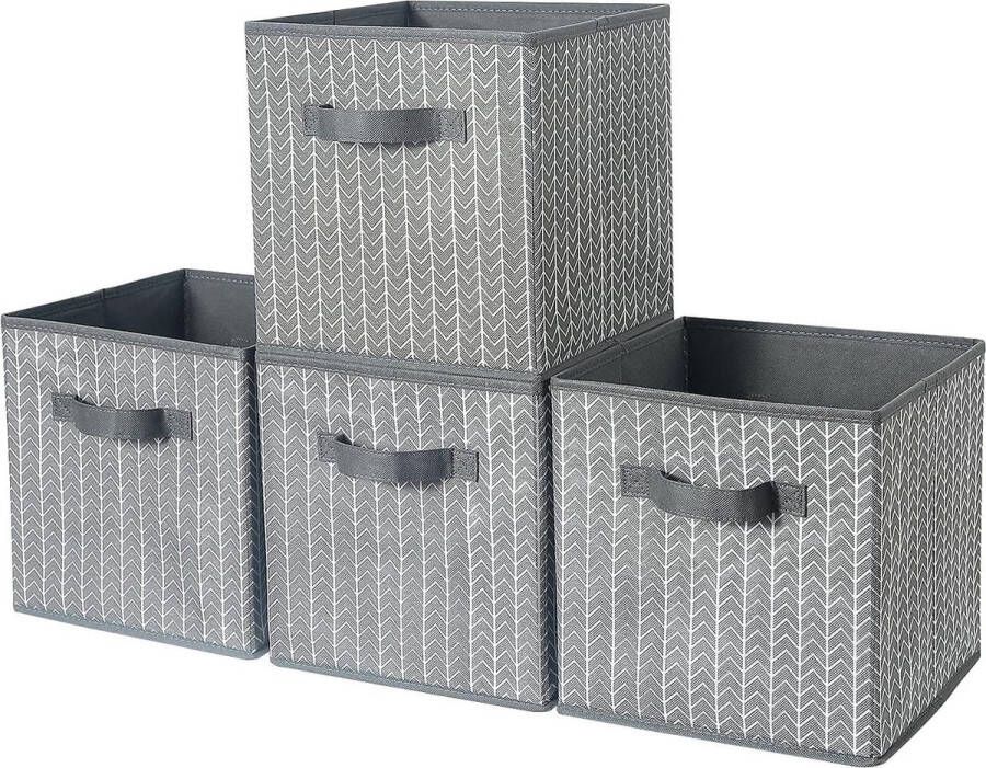 Opbergdoos van stof in 4-delige set 33 x 38 x 33 cm opvouwbare opbergkist met handgrepen opbergsysteem mand voor kast