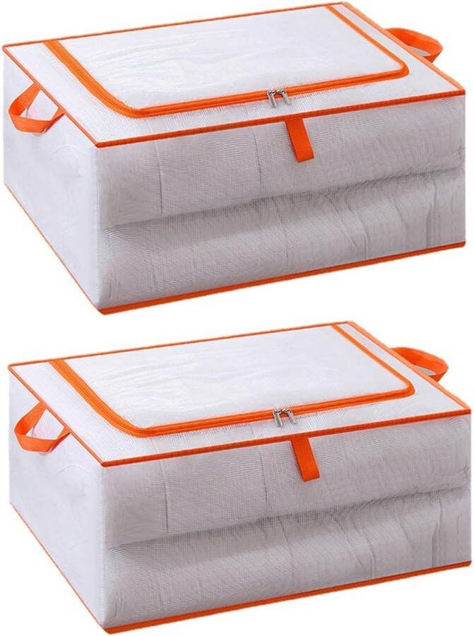 Opbergdoos voor onder het bed 2 stuks met versterkte handgreep bedlade plafondorganizer opbergdoos onderbed 55 x 40 x 20 cm transparant en zichtbaar opvouwbaar