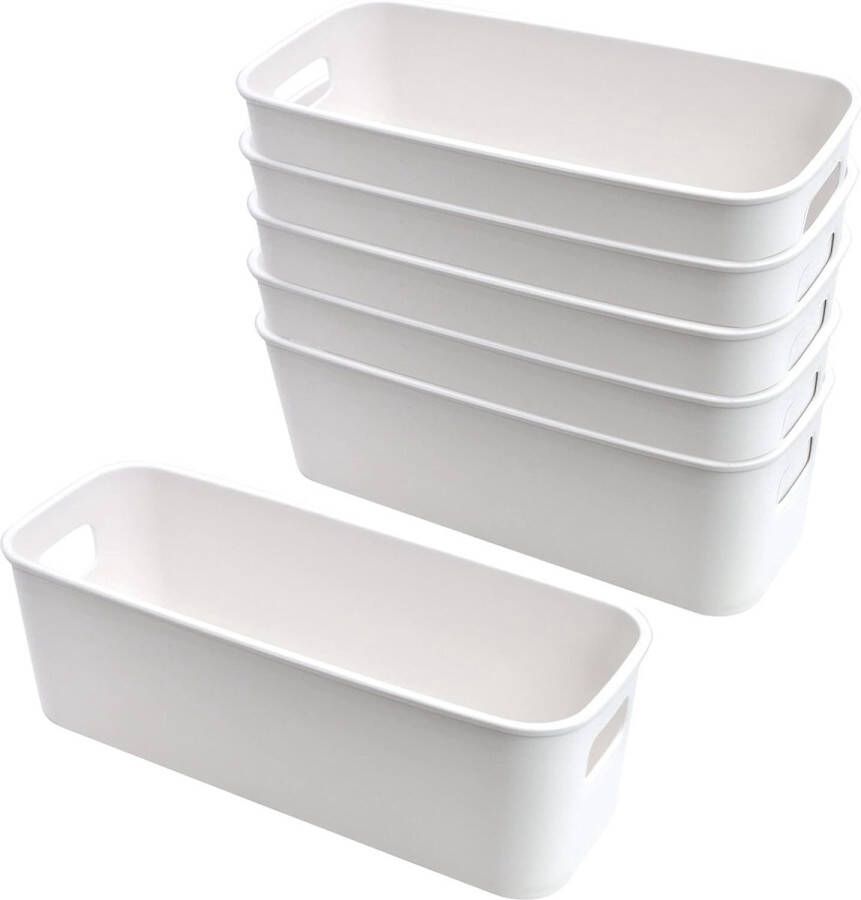 Opbergdozen kunststof opbergmand met handgrepen keukenkast organizer box manden opslag kunststof doos voor badkamer rek kunststof doos (wit)