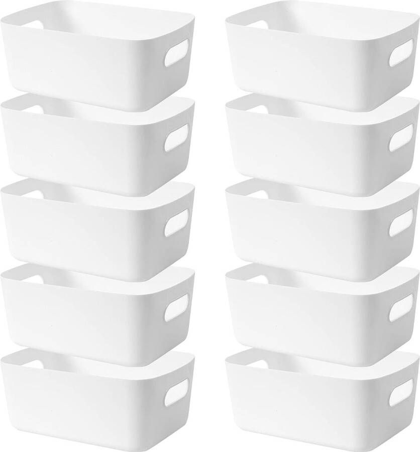 Opbergdozen kunststof opbergmand met handgrepen keukenkast organizer box manden opslag kunststof doos voor badkamer rek kunststof doos (wit)
