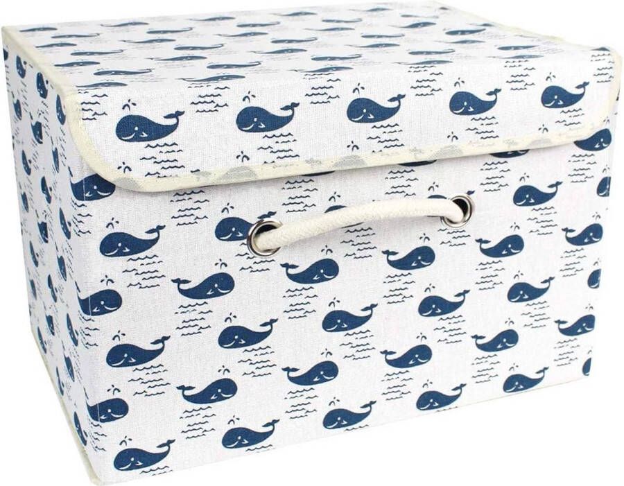 Opbergdozen Opbergcontainer Grote Capaciteit Opvouwbare Opbergmand met Handvat Kubus Katoenen Stof Opbergvak met Deksels Wasorganizer voor Kleding Speelgoed Boeken 38*25*25cm