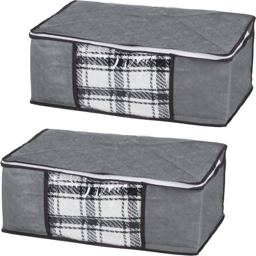 Opbergdozen voor onder het bed 2 stuks met deksel opvouwbare opbergvakken verhuisdozen met handgrepen voor dekens beddengoed dekbedden kledingopslag kledingkast organizer