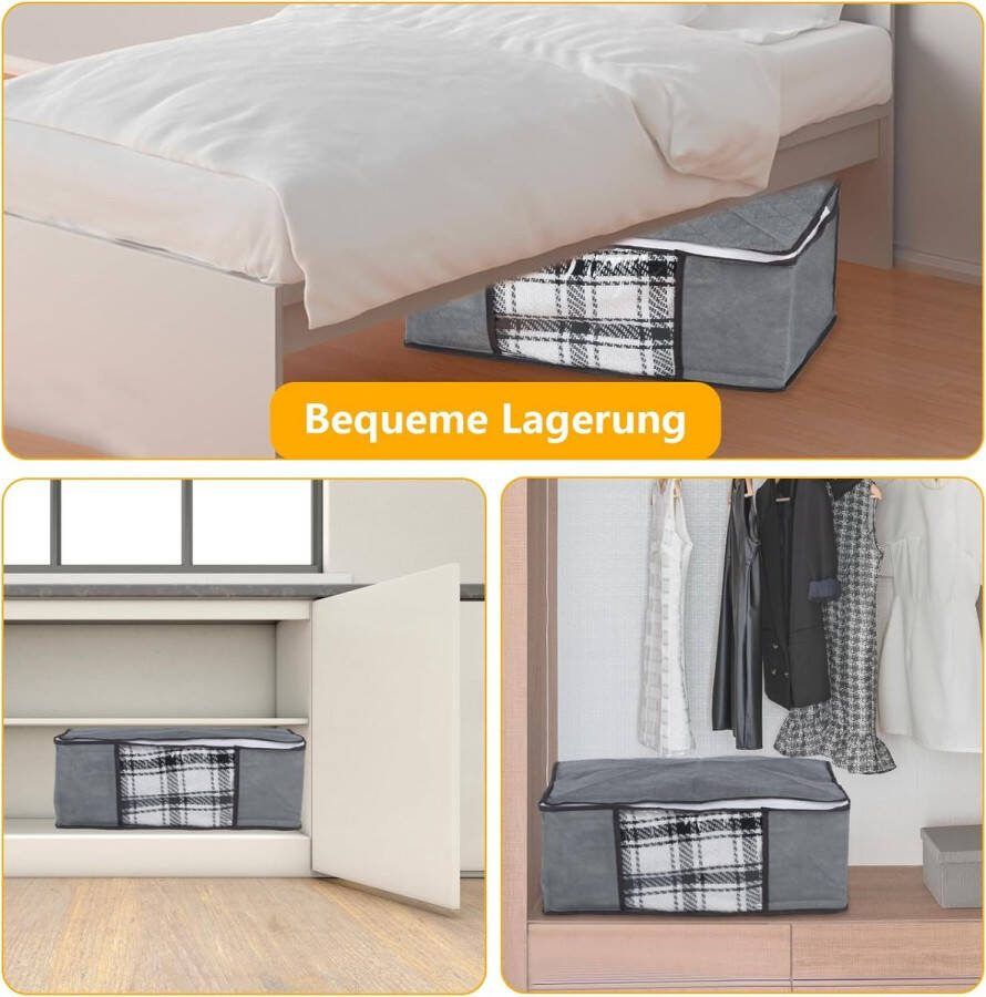 Opbergdozen voor onder het bed 2 stuks met deksel opvouwbare opbergvakken verhuisdozen met handgrepen voor dekens beddengoed dekbedden kledingopslag kledingkast organizer