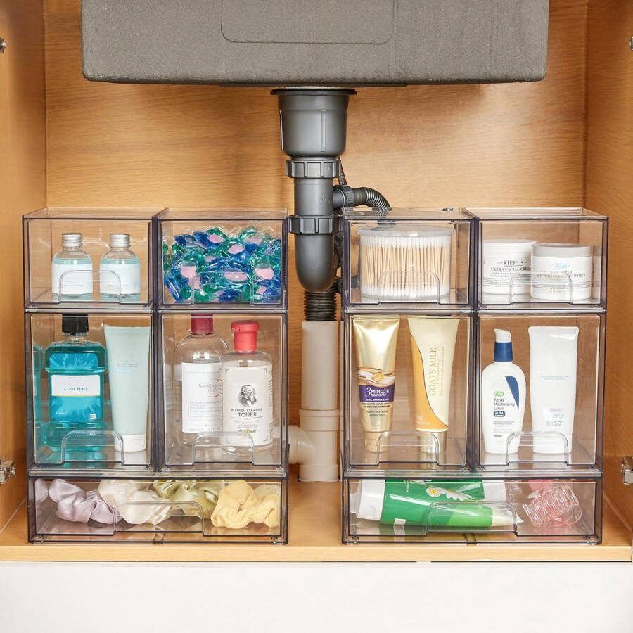 Opbergen met 3 laden transparante make-uptafel organizer badkamer kaptafel bureau