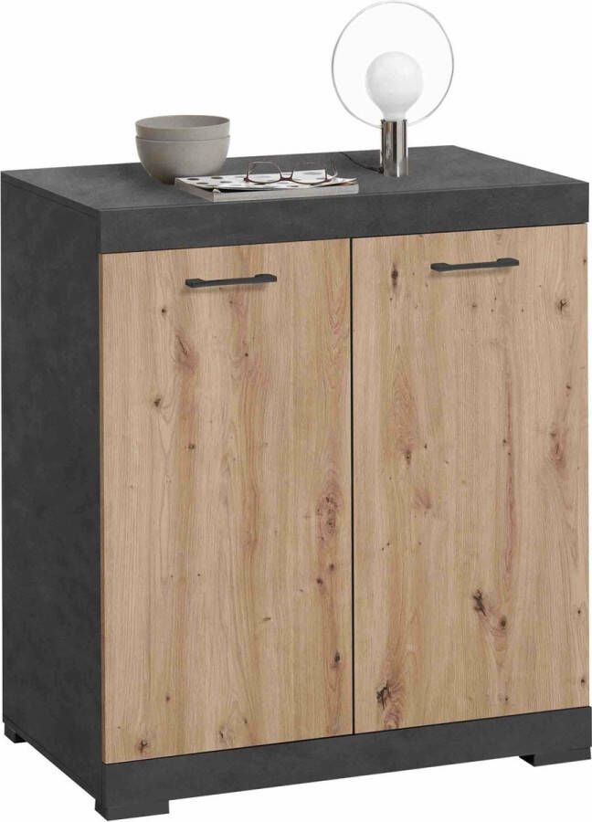 Opbergkast Hermes Artisan Eiken Matera Breedte 80 cm Hoogte 89.9 cm Diepte 49.9 cm Met planken Met openslaande deuren