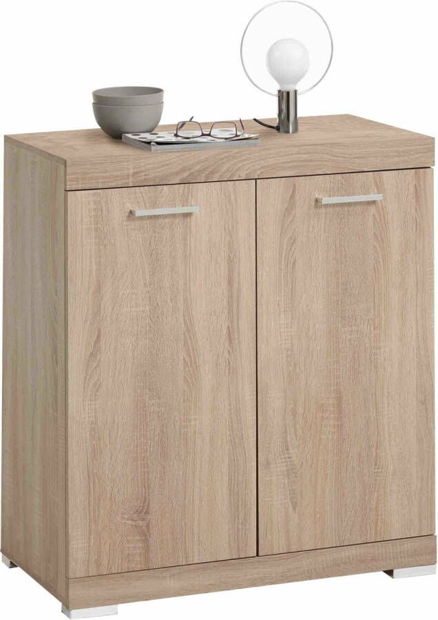 Opbergkast Hermes Eiken Breedte 80 cm Hoogte 89.9 cm Diepte 34.9 cm Met lades Met planken Met openslaande deuren