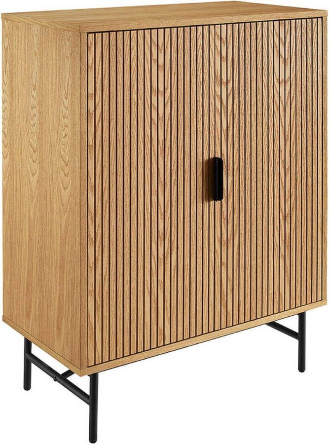 Opbergkast Ruben Eiken MDF Breedte 80 cm Hoogte 110 cm Diepte 40 cm Met planken Met openslaande deuren