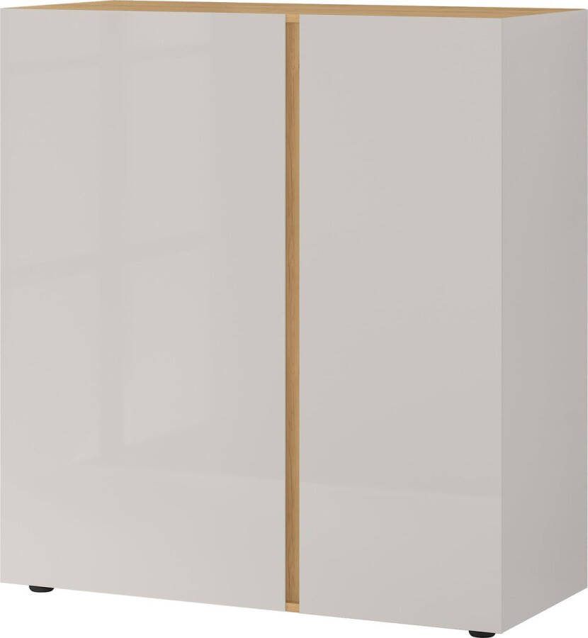 Opbergkast Taranto Eiken Kasjmier Breedte 94 cm Hoogte 103 cm Diepte 43 cm Met planken Met openslaande deuren