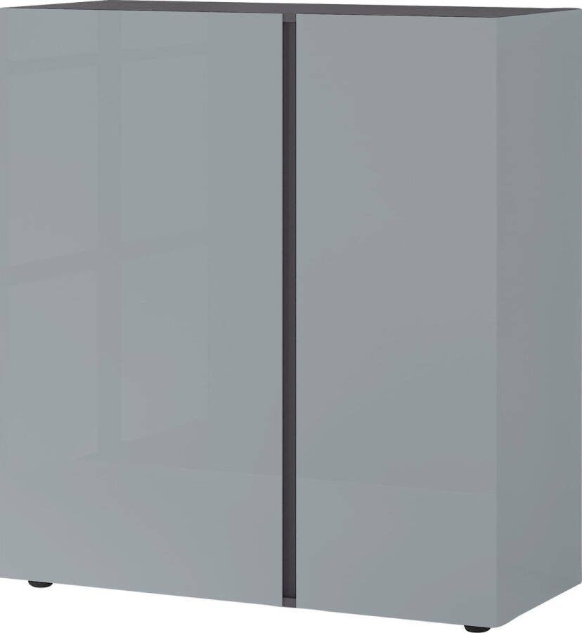 Opbergkast Taranto Grafiet Zilvergrijs Breedte 94 cm Hoogte 103 cm Diepte 43 cm Met planken Met openslaande deuren
