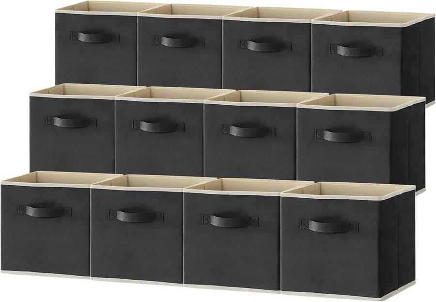 Opbergmand inklapbare kubus opbergdozen decoratieve opbergmanden middelgrote opbergkratten met handgrepen 33 X 33 X 33 cm Zwart Opbergbox Opbergdoos